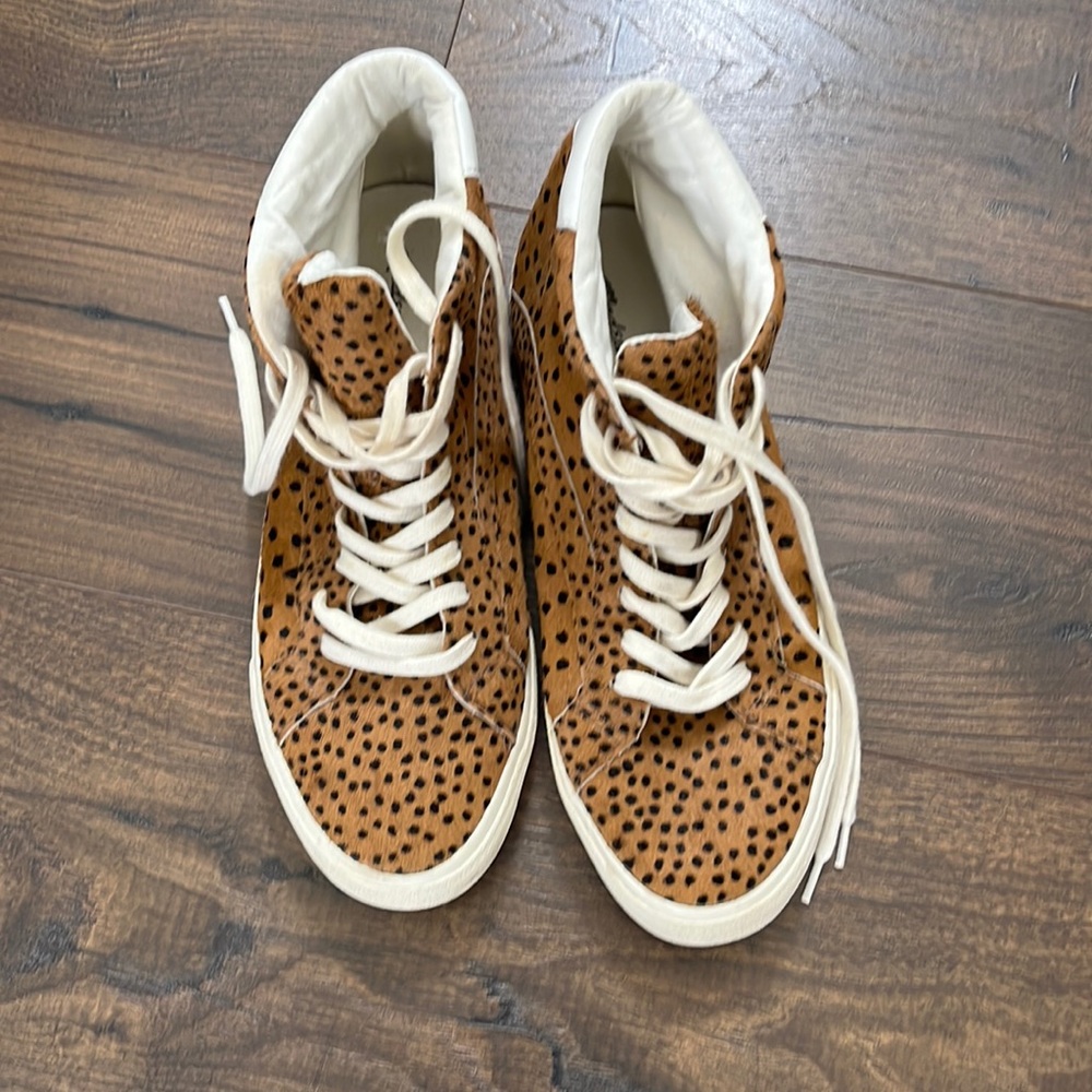 Madewell sidewalk high top calf hair sneakers